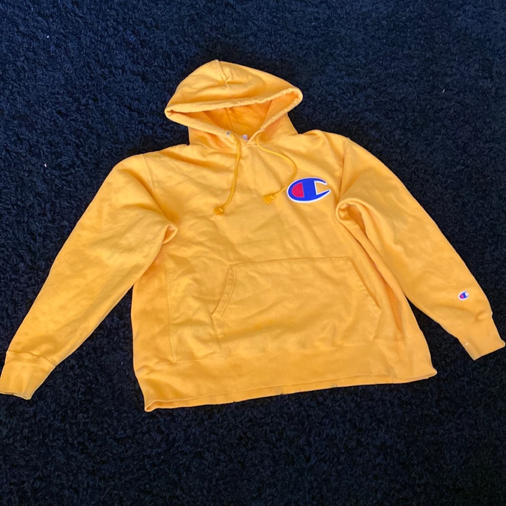 yellow champion hoodie